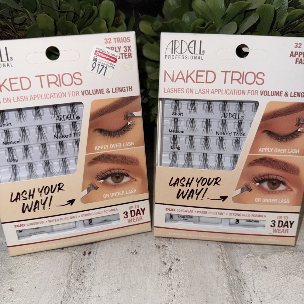 Ardell Eyelash Individual Lash Naked Trios,‎ Black, 32 ct, Lot Of 2 NIB